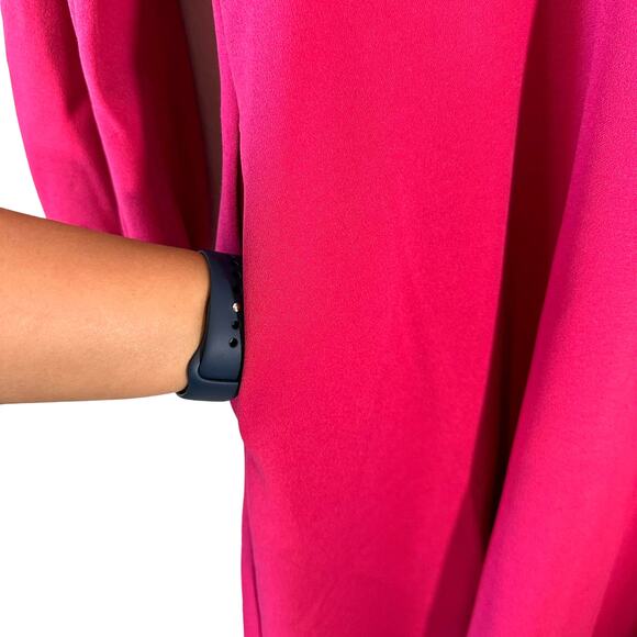 Donna Morgan New Womens Long Sleeve V Neck Fit and Flare Dress Hot Pink 4 Preppy - Picture 12 of 14